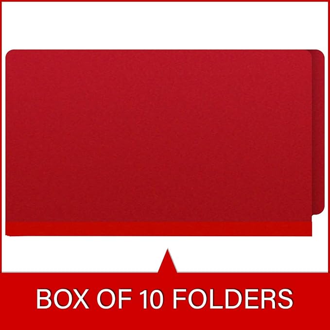 Ecom Folders End Tab Pressboard File Folders | Legal Size 25 Pt Stock with 2" Tyvek Expansion | Full Cut Tabs for Medical Charts, Legal Documents & Office Records | Deep Red, Box of 25 - Image 6