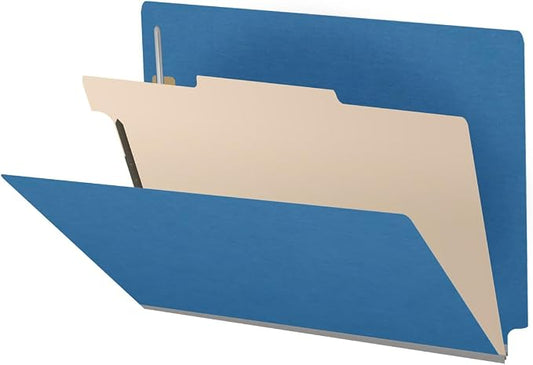 25 Pt. Pressboard Classification Folders, Full Cut End Tab, Letter Size, 1 Divider, Royal Blue (Box of 10) by Ecom+Folders