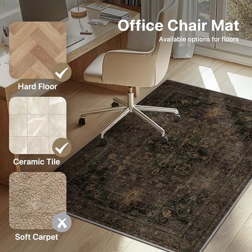 36"x48" Office Chair Mat for Hardwood Floor, Non-Slip Charcoal Brown - Image 3