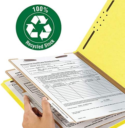 Smead 100% Recycled Pressboard Classification File Folder, 2 Dividers, 2" Expansion, Letter Size, Yellow, 10 per Box (14064) - Image 4
