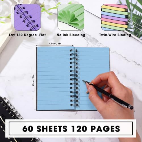 Jutom 10 Pcs Small Spiral Notebook Memo Pad 3x5, Black Cover 5 Color Page - Image 2