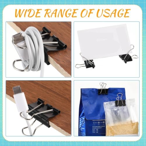 Jetec 100 Pcs Black 1.25 Inch Binder Clip Paper Clamp Metal Paper Clip - Image 4