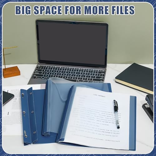 Teling 100 Pcs Clear Front Report Covers with 3 Prong Fasteners, Navy Blue - Image 5