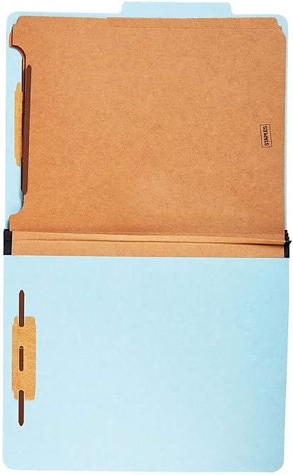 Staples® 60% Recycled Pressboard Classification Folder, 3-Dividers, 3 1/2" Expansion, Letter Size, Blue, 20/Box - Image 6