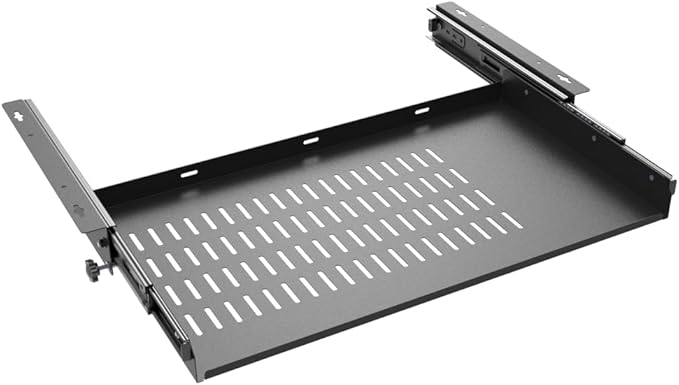 21 inch Sliding Under Desk Laptop Mount Tray with Air Vents | Metal Under Desk Slide Out Tray for Laptop (21 Inch) - Image 2