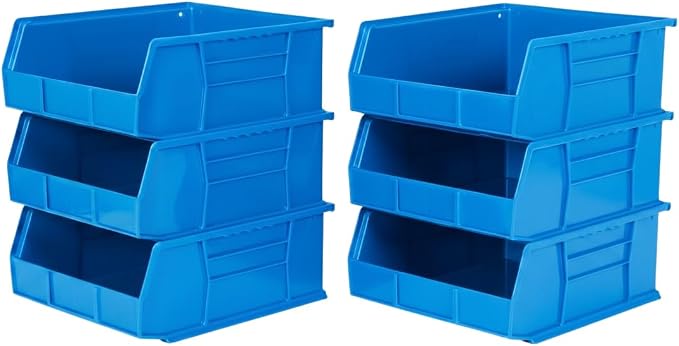 11" x 11" x 5" (6 Pack) Plastic Stackable Storage Bin, Hudson Blue by HudsonExchange