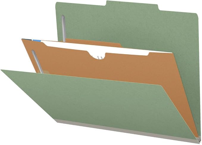 25 Pt. Pressboard Classification Folders, 2/5 Cut ROC Top Tab, Letter Size, 1 Pocket Divider, Green (Box of 10) by Ecom+Folders