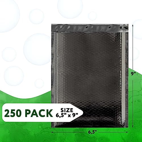 Metallic Bubble Mailers, Black Glossy Padded Envelopes 10.5 x 15 Inches, Cushion Bubble Shipping Bags, Self Seal Mailing Envelopes, Pack of 100 - Image 2