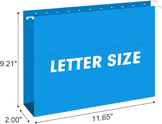 Extra Capacity Hanging File Folders, RAZCC 60 Pack Letter Size Reinforced Hanging Folders with Heavy Duty 2 Inch Expansion for Bulky Files, Filing Cabinet, Adjustable Tabs, Assorted Colors - Image 2