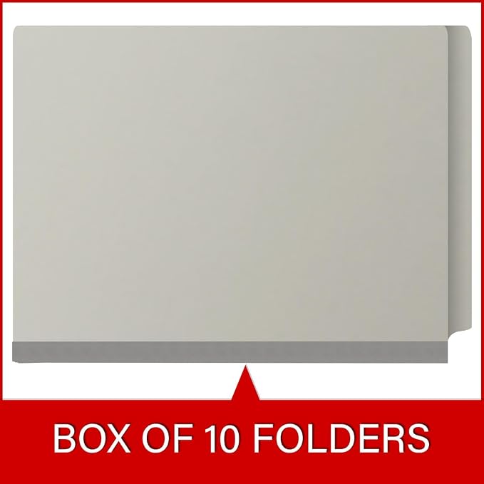 25 Pt. Pressboard Classification Folders, Full Cut End Tab, Letter Size, 2 Dividers, Light Gray (Box of 10) - Image 6