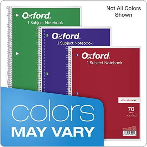 Oxford Spiral Notebooks, Bulk College Ruled Spiral Notebooks for School, 1-Subject, College Ruled Paper, 70 Lined Sheets, 24 per Pack, 3-Hole Punch, Colors May Vary (65021) - Image 5
