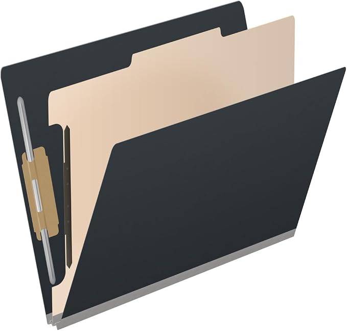 Pressboard Classification Folders, Full Cut End Tab, Letter Size, 1 Divider, Black (Box of 10) - Image 2