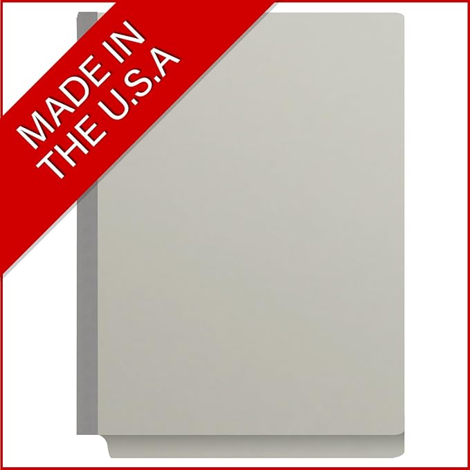 25 Pt. Pressboard Classification Folders, Full Cut End Tab, Letter Size, 2 Dividers, Light Gray (Box of 10) - Image 5