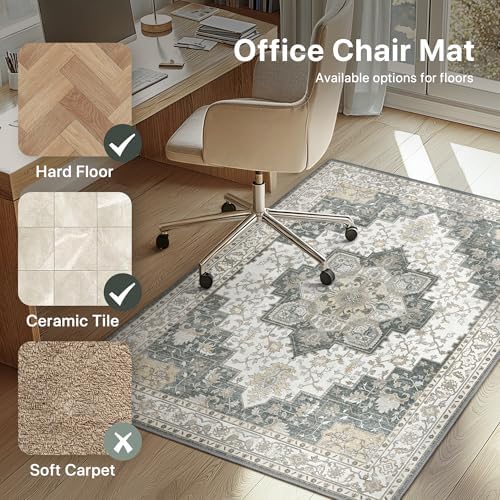 36"x48" Office Chair Mat for Hardwood Floor, Non-Slip Washable Grey - Image 3