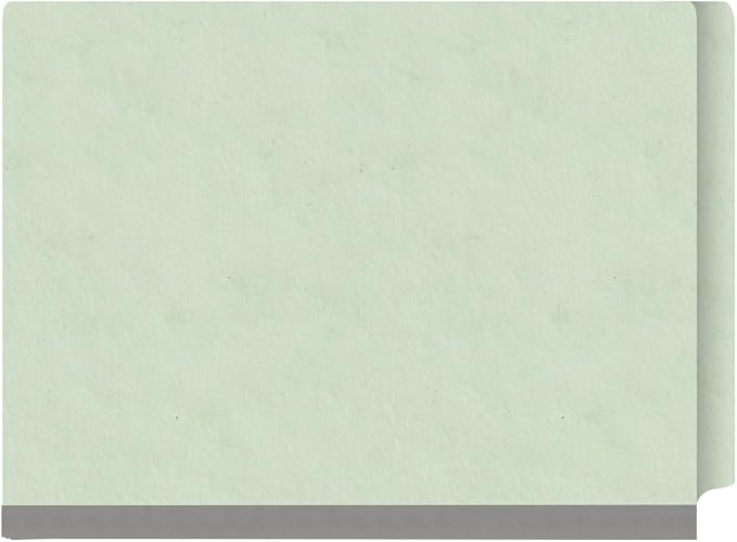 25 Pt. Pressboard Classification Folders, Full Cut End Tab, Letter Size, 1 Divider, Pale Green (Box of 10) - Image 3