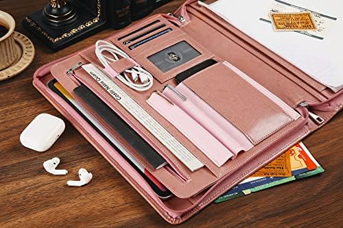Pink Leather Portfolio for Women, Resume Portfolio Folder with Zipper, Customized Portfolio, Personalized Executive Portfolio Organizer, Vegan Leather Padfolio for Women, Custom - Image 3