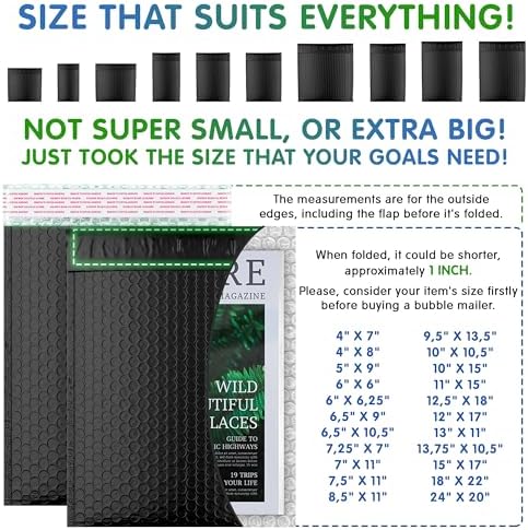 Metallic Bubble Mailers 6.5 x 9 Inch Matte Black, Self Seal Closure, 3/16 Inch Cushioning, Padded Shipping Envelopes Pack of 250 - Image 4