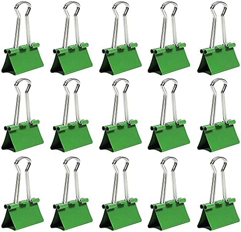 JAM PAPER Colorful Binder Clips - Medium - 1 1/4 Inch (32 mm) - Green Binderclips - 15/Pack - Image 2