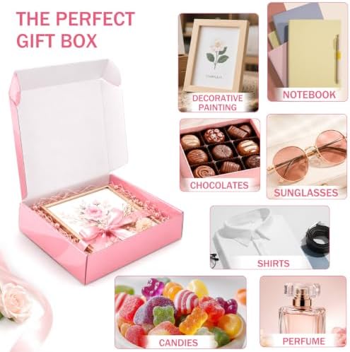 9x6x2 in Shipping Boxes Medium, 45 Pack Glossy Pink Corrugated Boxes, Cardboard Packing Boxes for Shipping Small Business Bulk - Image 6