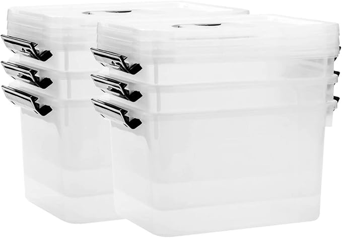 6 Quart Clear Storage Latch Box/Bins, 6-Pack Plastic Container with Latches and Lid - Image 8