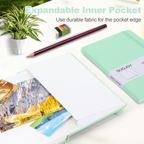 SUQJOY Lined Journal Notebooks, 160 Pages, 5.5x 8.2-Inch Journals for Women Men, Hardcover Notebook with 100 gsm Thick Paper, A5 Size College Ruled Notebook (Green) - Image 4