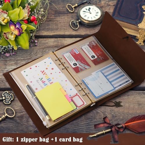 6 Pack Leather Notebook Journal, Travel Journal Bulk, Refillable Vintage Journals for Writing, Diary Gifts for Women, Men, Girls, Boys, 100GSM Lined Paper, Each 160 Pages & 2 Pockets (A5, 9.2" x 6.5") - Image 4