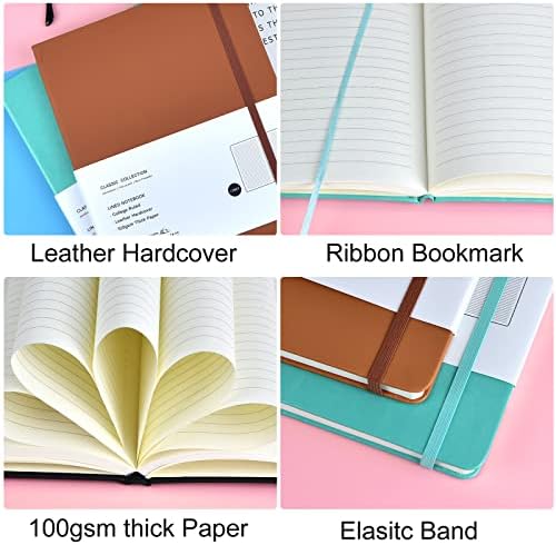 Coopay 6 Pack B5 Notebooks Journal College Ruled Composition Notebooks Classic Hardcover Lined Journals for Office Home School Business Writing Notes, 10.2" x 7.5", 100GSM Thick Paper (Multicolor) - Image 3