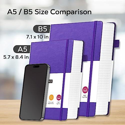Lined Journal Notebook, 320 pages B5 College Ruled Notebook Journal for Writing Women and Men, Hardcover Leather Journal Notebook for School Office Work, 7.1'' X 10'', Pearlescent Purple Notebook - Image 5