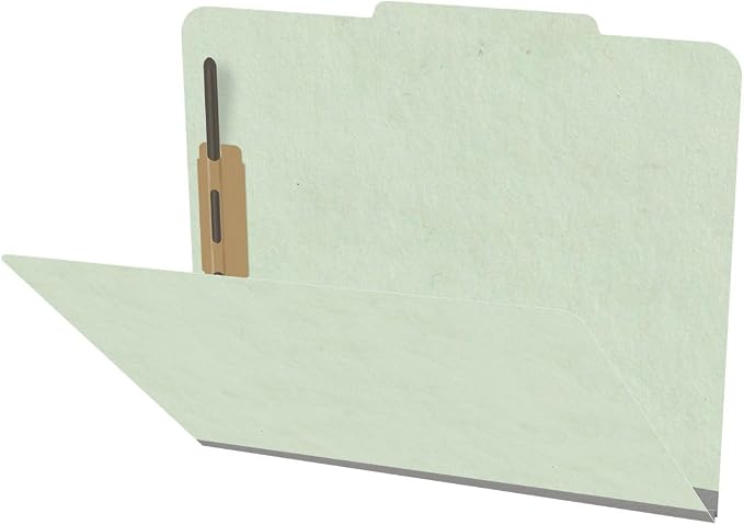 25 Pt. Pressboard Classification Folders, 2/5 Cut ROC Top Tab, Letter Size, No Dividers, Pale Green (Box of 25) by Ecom+Folders