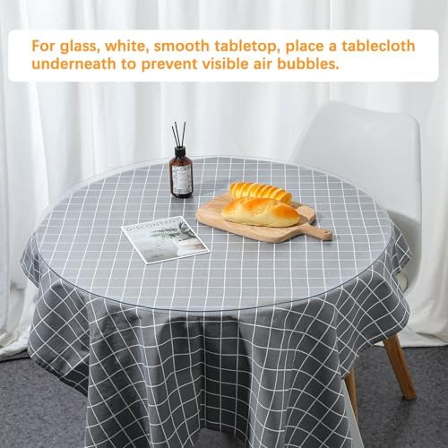 34 Inch Round Clear Table Protector Tablecloth Cover Desk Top Pad Mat for Glass Furniture Coffee Marble End Bed Sofa Side Bistro Bar Corner Night Stand Dinner Dining Room Table Thick Plastic PVC Vinyl - Image 6