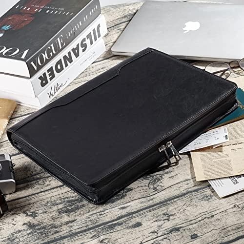 Vegan Leather Portfolio Binder, 3 Ring Binder Padfolio for Women, Black Leather Binder Leather Folder, Handmade Portfolio Oranizer, Personalized Resume Portfolio Folder (Black, Custom) - Image 7