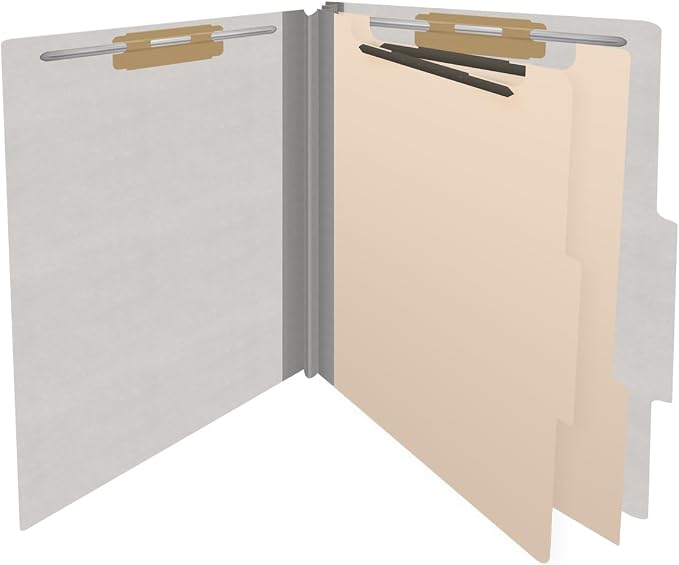 Heavy Duty End Tab Color Folders, 2/5 Cut ROC Top Tab, Letter Size, 2 Divider, Grey (Box of 10) - Image 4