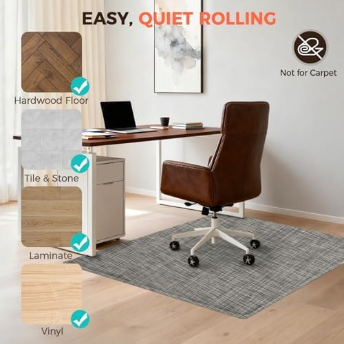 BAGAIL Office Chair Mat for Hardwood Floor, 35"x47" Heavy Duty Computer Chair Mat - Fast Flat & Smooth Glide - Non-Slip Desk Chair Floor Protector for Home Office - Brown - Image 5
