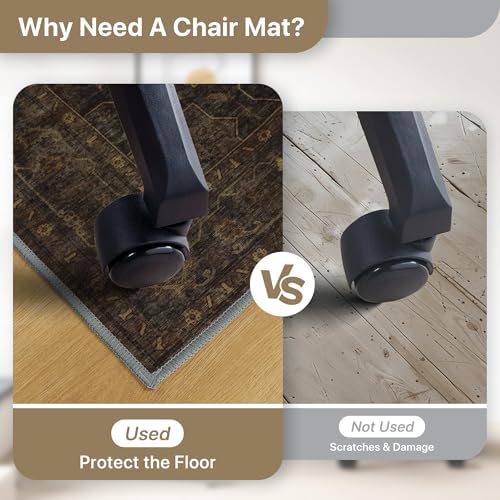 36"x48" Office Chair Mat for Hardwood Floor, Non-Slip Charcoal Brown - Image 4