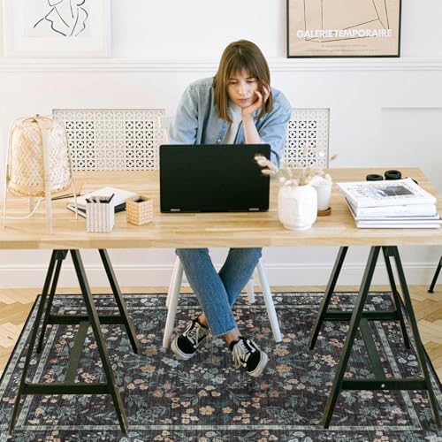 chakme Office Chair Mat for Hardwood Floor, 72"x48" Easy Glide Computer Desk Mat Protector for Rolling Chair Under Desk Rug Nonslip Backing, Machine Wash, (Floral) - Image 2