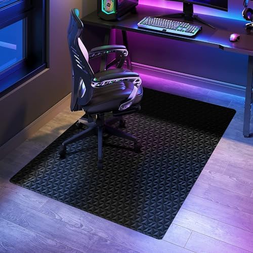 SALLOUS Chair Mat for Hard Floors, 47"x36" Office Chair Mat for Hardwood Floor, Multi-Purpose Hard Floor Protector Computer Desk Mat for Home Office, Non-Slip Vinyl Floor Mat for Gaming Chairs (Black) by SALLOUS