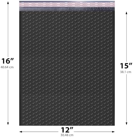 Black Bubble Mailers 12x15, Self Seal Poly Padded Envelopes, 150 Pack - Image 2