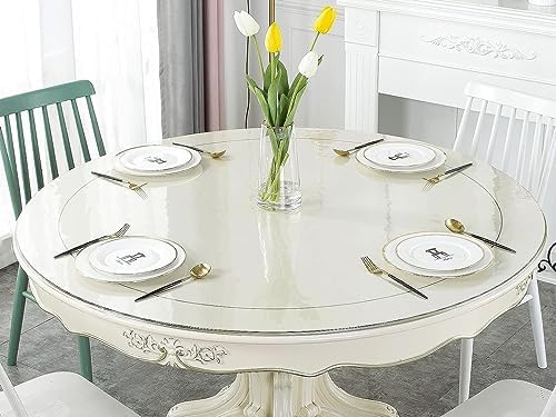 Deep Dream 2.0mm Thick 58 Inches Clear Round Table Protector, Round Table Cover, Tablecloth Protector, Table Protector for Dining Room Table & Office - Image 2