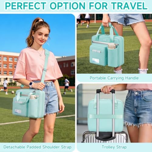 3 Ring Zipper Binder Bag, 3 Inch D-Ring 700 Sheet Capacity, Portable File Organizer with Removable Shoulder Strap & Multiple Pockets for School Office Travel Summer Study Back to School,Mint Green - Image 5