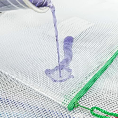 BOPART 24pcs Small Mesh Zipper Pouch Bags 9.3x6.9 Inches Plastic Zip File Bags A5 with Label Pocket for Home Office Supplies, Board Game Storage, Puzzle Bags for Organizing - Image 3