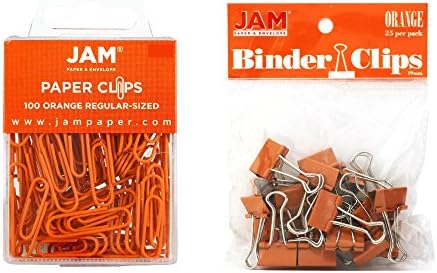 JAM PAPER Complete Desk Kit - Orange - Stapler, Tape Dispenser, Journal, Le Pens, Rubber Bands, Paper Clips & Binder Clips - 7/Pack - Image 6