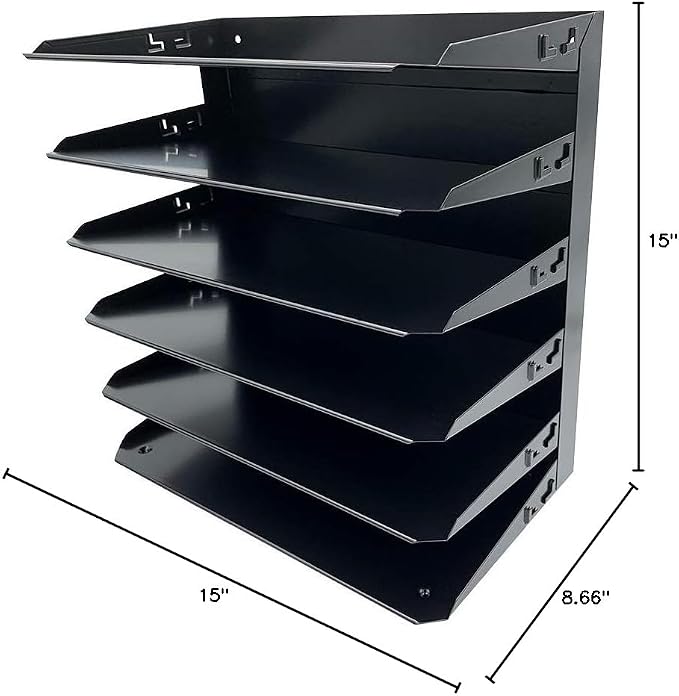 Huron Desktop Horizontal 6-Slot Legal File Binder Organizer Storage Letter Tray, Black Commercial Grade Steel - Image 7
