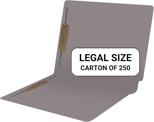 Gray File Folders, Doctor Stuff, Legal Size Reinforced End Tab Folder with 2" Bonded Fastener on Inside Front and Back, 14 pt Stock, Carton of 250 by DoctorStuff