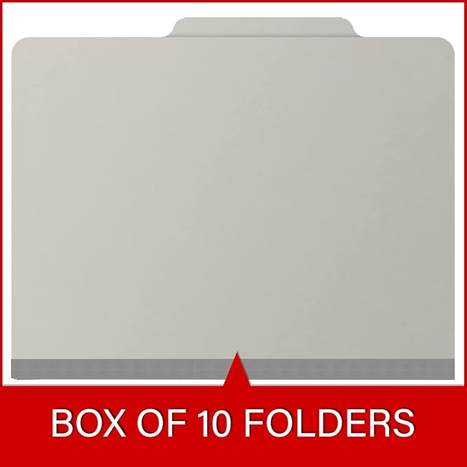 25 Pt. Pressboard Classification Folders, 2/5 Cut ROC Top Tab, Letter Size, No Dividers, Light Gray (Box of 25) - Image 6