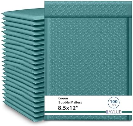Green Bubble Mailers 8.5x12, Poly Padded Envelopes #2, 100 Pack Bulk by BAYLUE