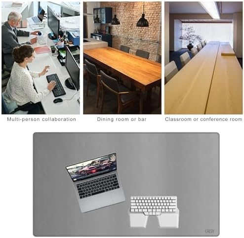Cacoy 40" x 24" PU Leather Moues Pad for Desk, XXL Large Computer Desk Pad Blotters for Keyboard and Mouse, Waterproof Desk Mat Protector for Office and Home (Grey) - Image 6