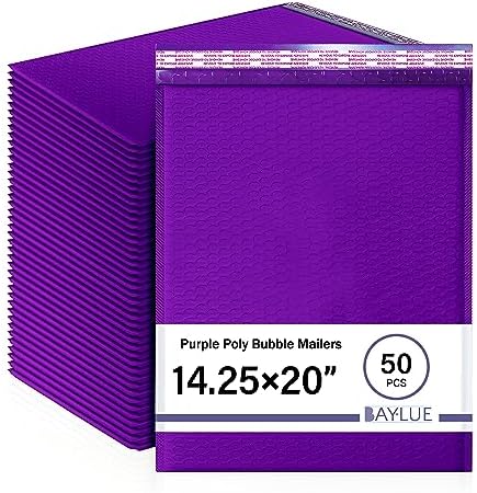 Purple Bubble Mailers 14.5x19, Self Seal Poly Padded Envelopes #7, 50 Pack by BAYLUE