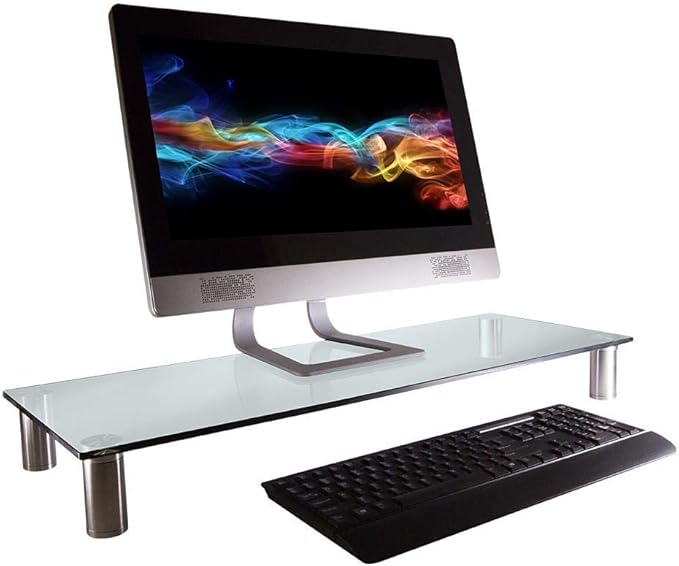 Monoprice 116356 Multimedia Riser Desktop Monitor Stand - Clear Glass, Large 30.8 x 11 Inches - Workstream Collection, 30.8" x 11.0" - Image 2