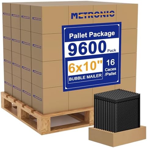 Metronic 9600 Pack Bubble Mailer 6x10" Black Waterproof Padded Envelopes by METRONIC