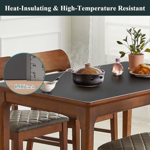Dark Gray Leather-Look Plastic Table Protector Cover Pad, 42x72 inch - Image 4